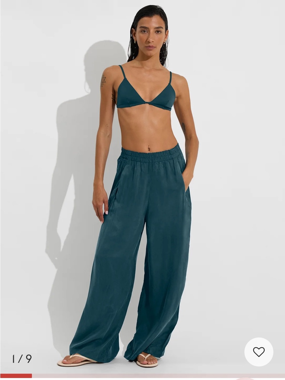 Left On Friday Day Trip Pant Small Deep End Teal High Rise Relaxed Wide Pockets